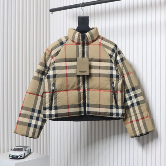 Burberry Cropped Check Puffer Jacket