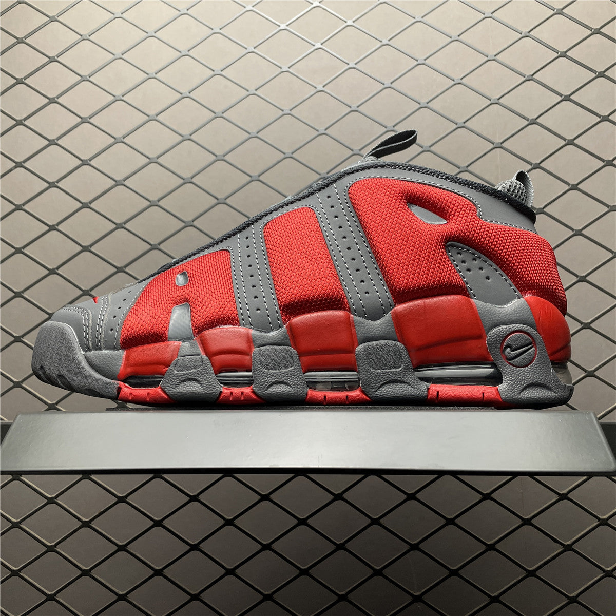 Nike Air More Uptempo Low (Dark Grey/ Light Crimson/ Metallic Silver)