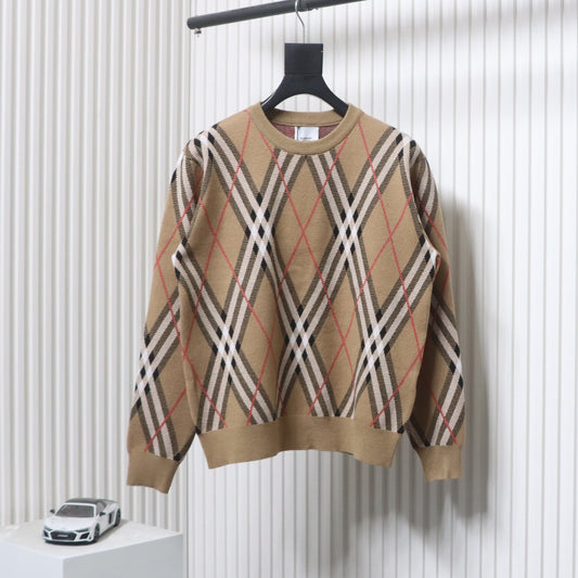 Check Wool Mohair Blend Sweater